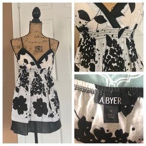 A. BYER Black & White Lined Camisole